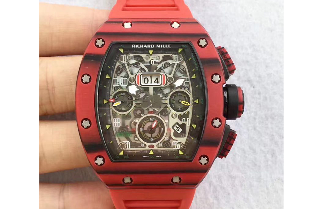 Richard Mille RM11-03 Chrono PVD Red Plastic Bezel Red Rubber Strap A7750