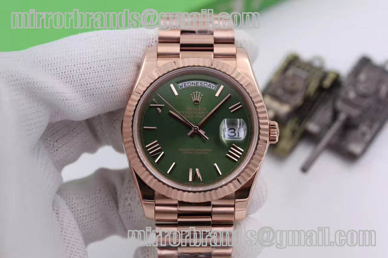 Rolex Day-Date 40 228235 RG Noob 1:1 Green Dial Roman Markers A3255