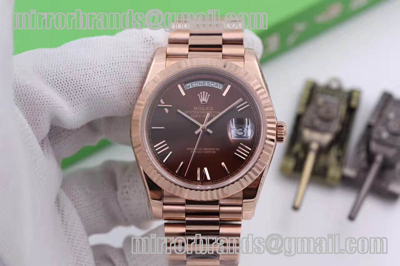 Rolex Day-Date 40 228235 RG Noob 1:1 Brown Dial Roman Markers A3255