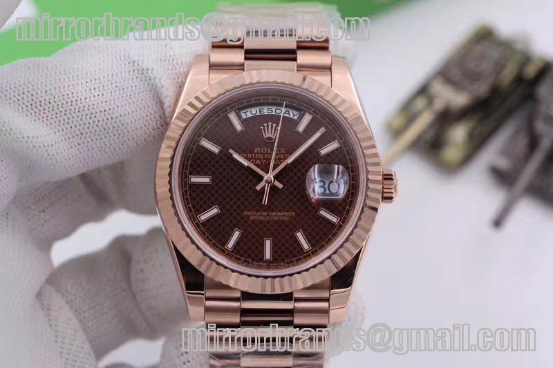 Rolex Day-Date 40 228235 RG Noob Brown Textured Dial A3255