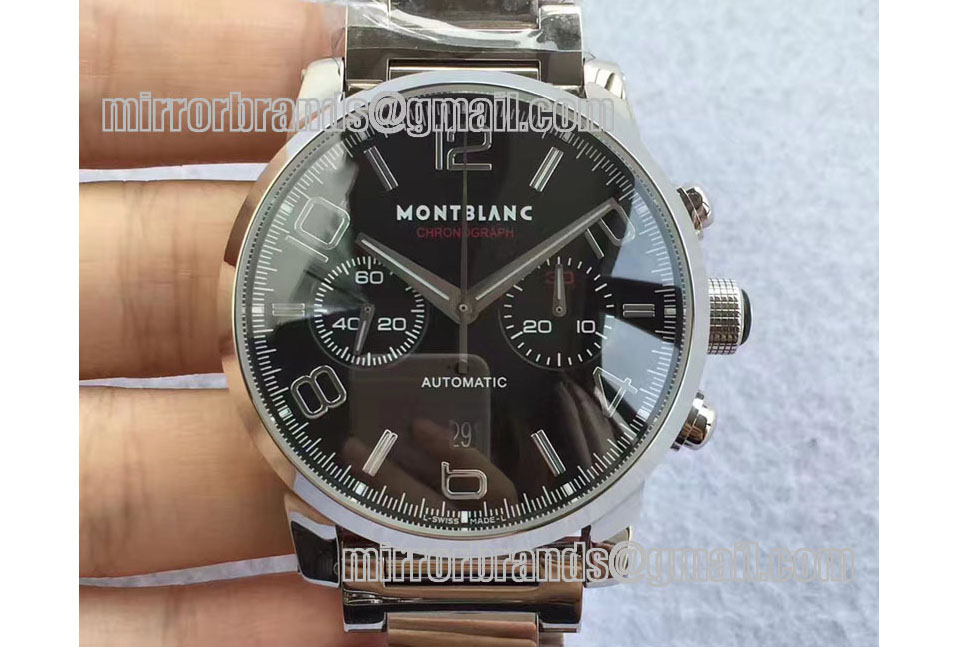 Montblanc Timewalker Chrono SS Black with 2 sub-dials SS Strap