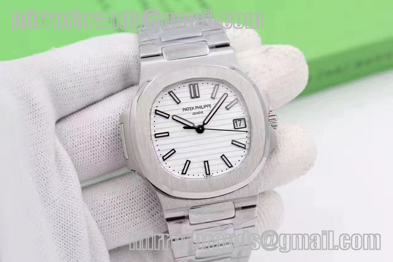 Patek Philippe Nautilus Jumbo 5711 MKF White Textured Dial on SS Bracelet A324 V4