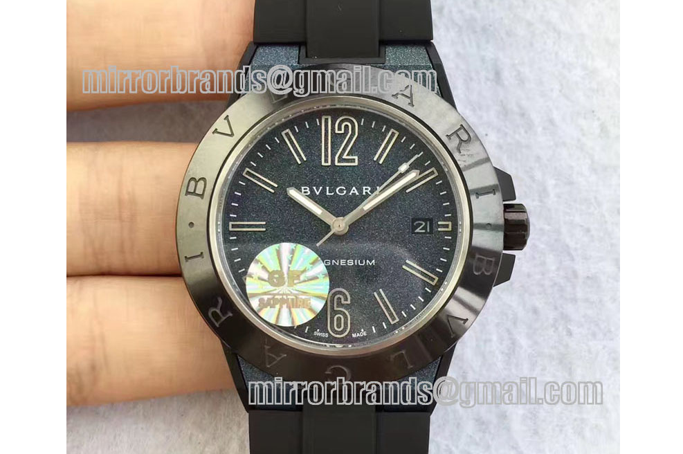 Bvlgari Diagono Magnesium PVD Blue Textured Dial MIYOTA 9015