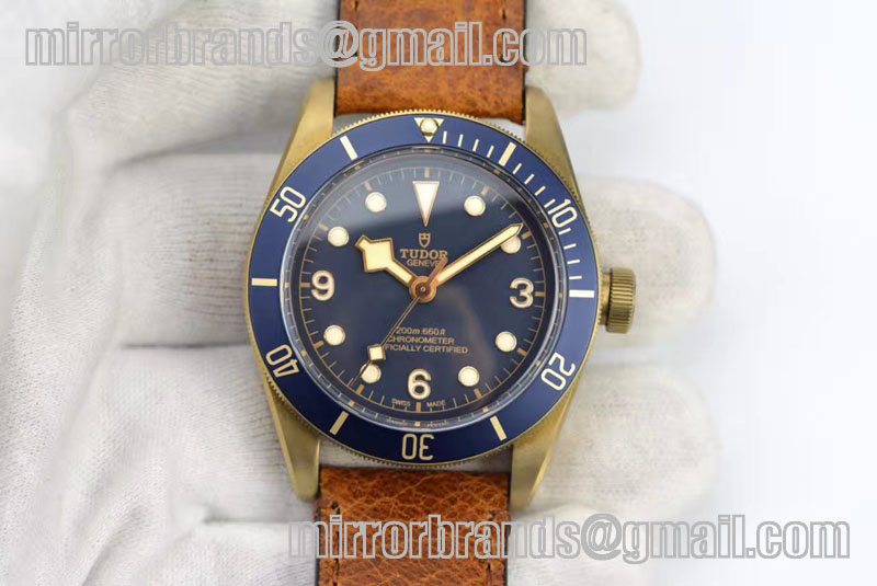 Tudor Heritage Black Bay Bronze Blue ZF Aged Brown Leather Strap A2824