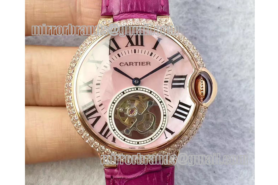 Ladies Size Ballon De Cartier Tourbillon RG/LE Pink Flying Tourbilon
