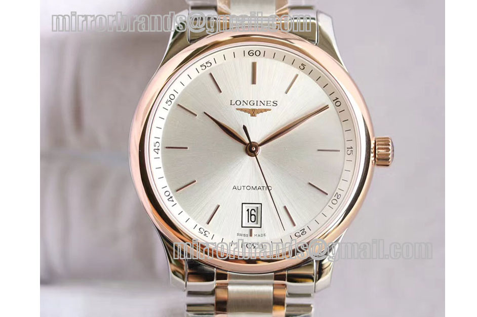 Longines Master Automatic White Textured Dial SS/RG A2836