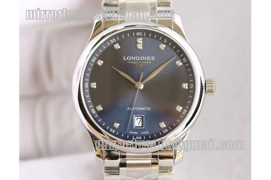 Longines Master Automatic Black Textured Dial Diamond Marker SS/SS A2836