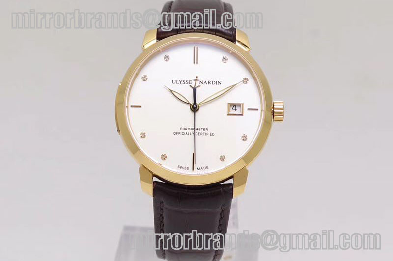 Ulysse Nardin Classico RG White Dial Brown Leather Strap A2892
