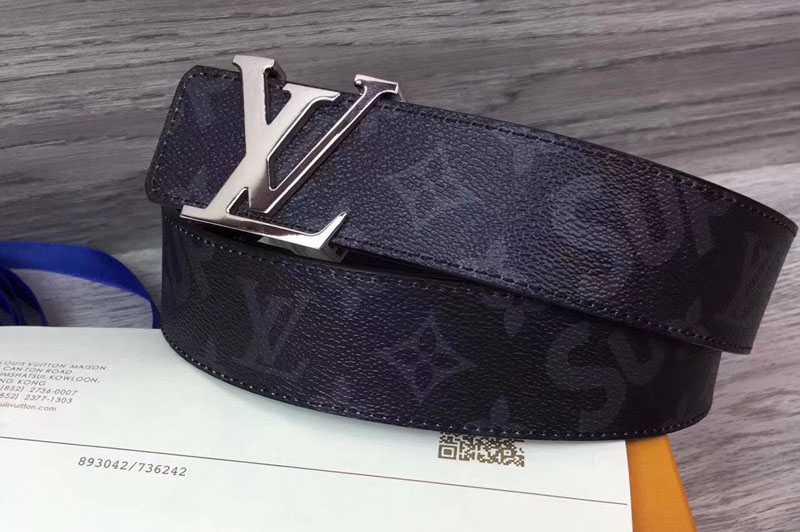 2017 Supreme x Louis Vuitton Monogram LV Belt Silver Buckle Black