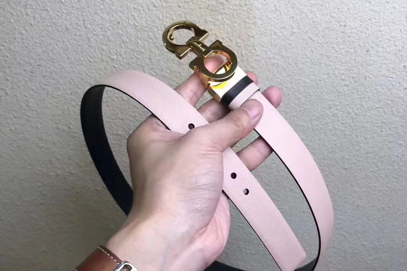 Ladies 25mm Ferragamo Medium Double Gancio Belts 23A565 Pink
