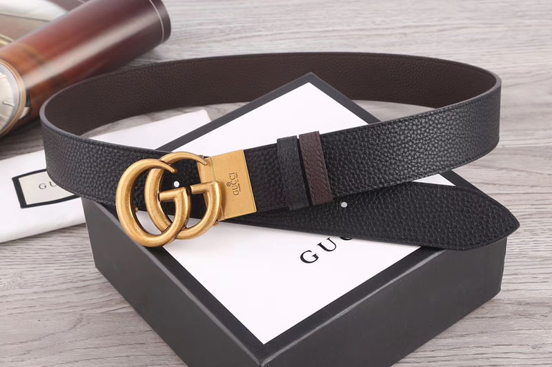 reversible leather belt with double g buckle