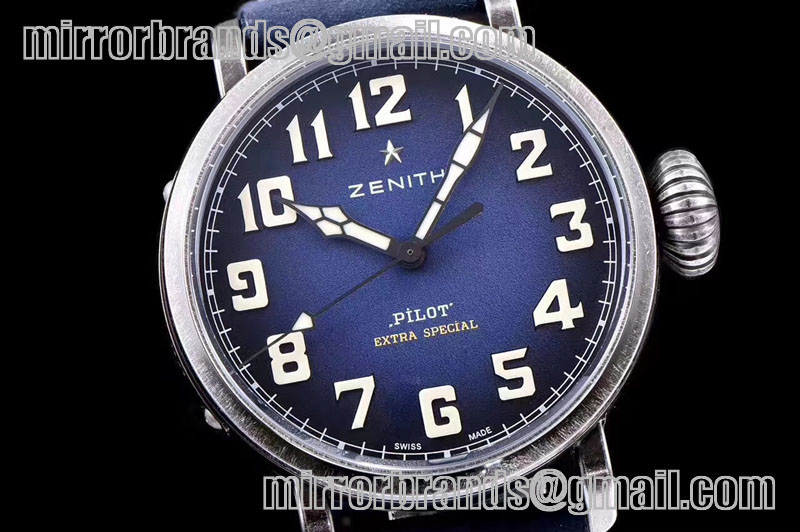 Zenith Pilot Type 20 Extra Special 40mm Aged SS Case V6F 1:1 Best Edition Blue