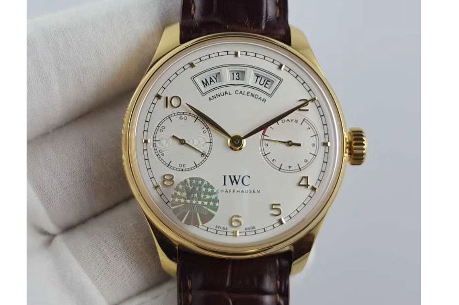 IWC Portuguese Real PR Real Annual Calendar YG IW503504 White Dial