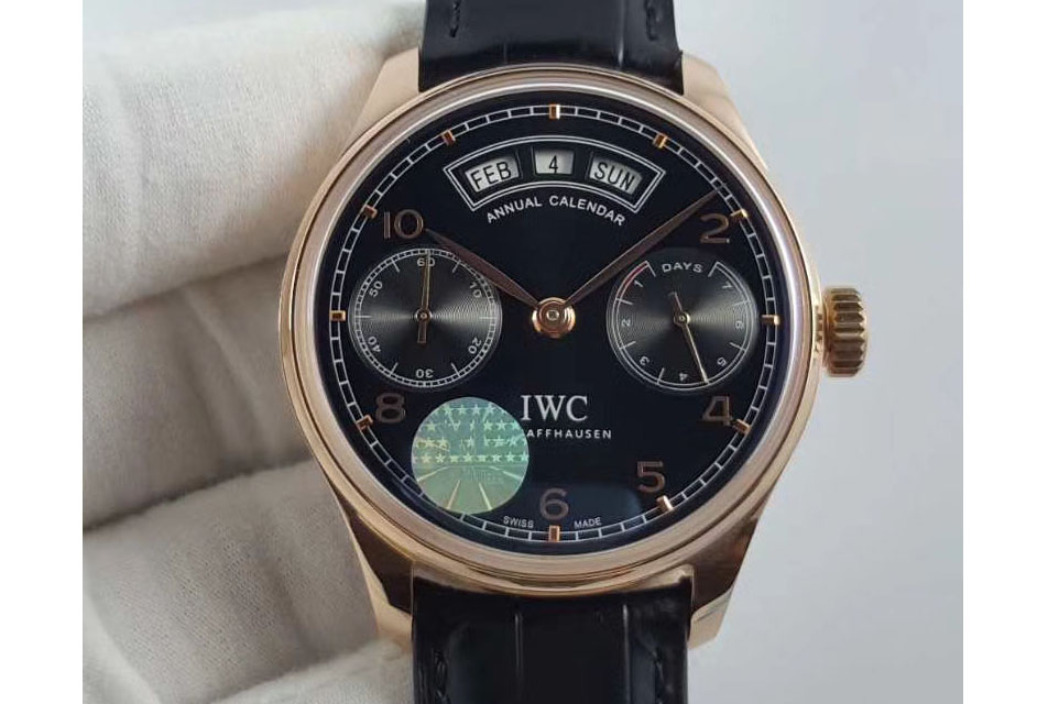 IWC Portuguese Real PR Real Annual Calendar RG IW503504 Black Dial