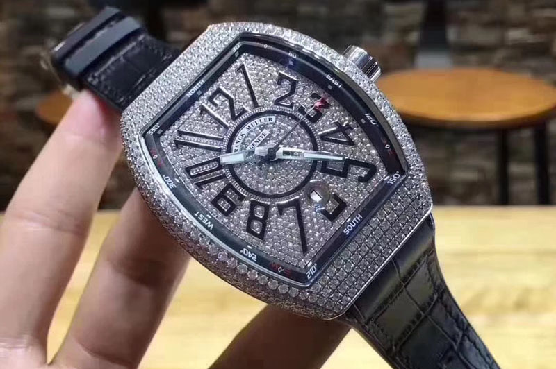 Franck Muller Vanguard V45 N Stainless Steel Diamond Dial Swiss 2824-2