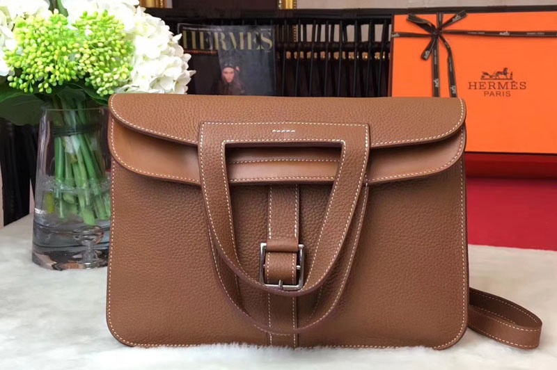 Hermes Halzan 31 Original Oxhide Leather Bags Brown [20171112he020 ...
