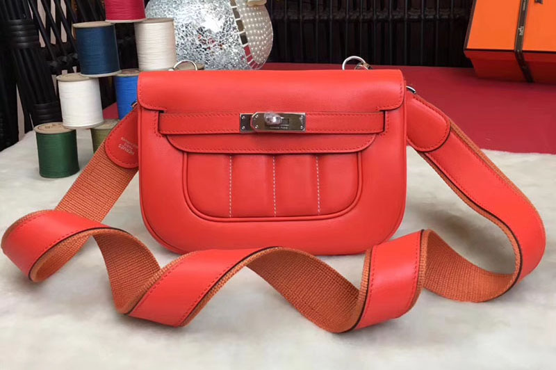 Hermes Berline Original Swift Leather Bags Orange Red