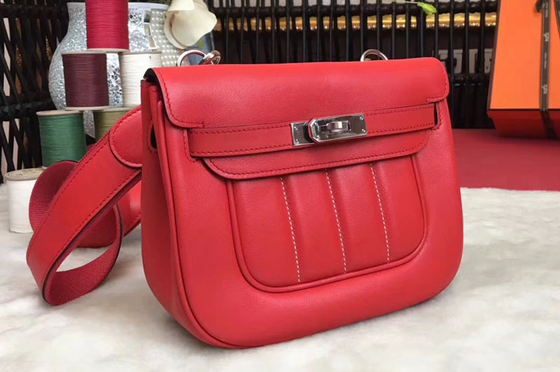 Hermes Berline 20cm Original Swift Leather Bags Red