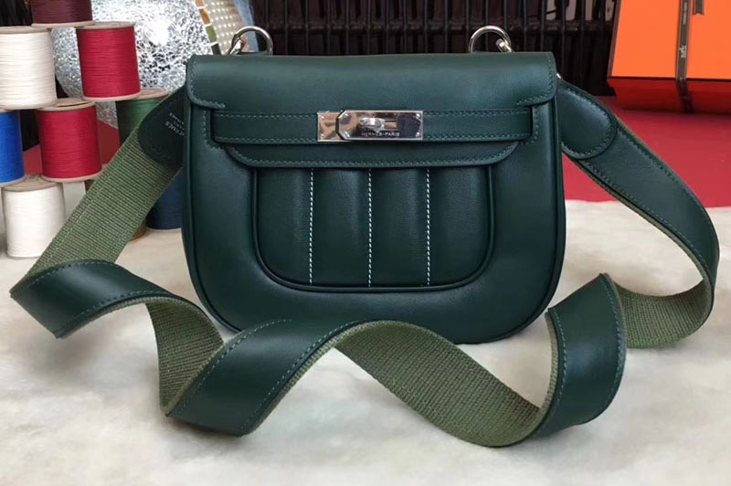 Hermes Berline 20cm Original Swift Leather Bags Dark Green