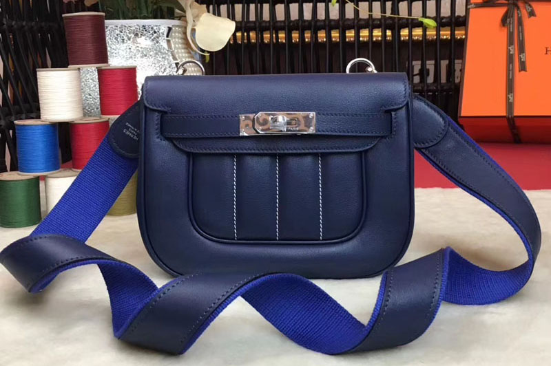 Hermes Berline Original Swift Leather Bags Dark Blue