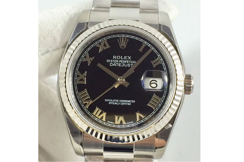 Rolex DateJust 36 904L SS 116234 ARF Black Dial Roman Markers