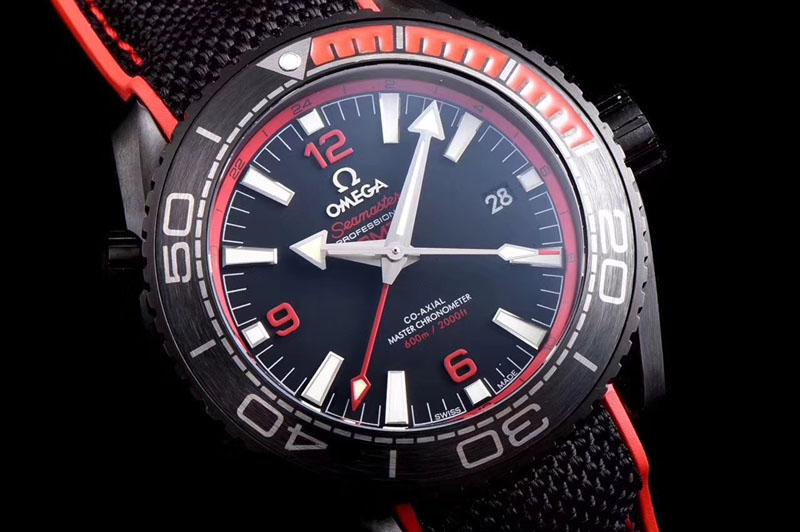 Omega Seamaster Planet Ocean 600M The Deep Black In Red GMT JH Ceramic Black Dial Swiss 8906