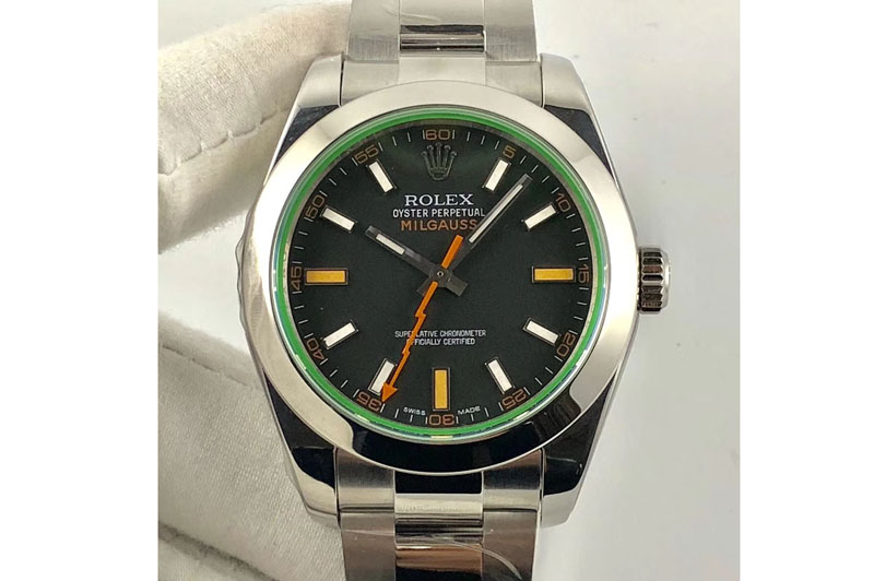 Rolex Milgauss 116400 GV ARF 1:1 Green Sapphire Black Dial on SS Bracelet SA3131