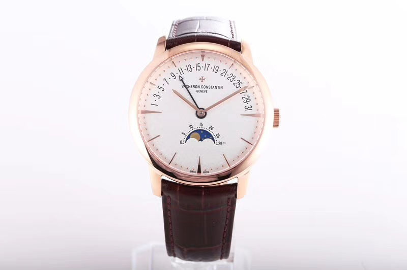 Vacheron Constantin Patrimony Moon Phase Retrograde Date RG/LE White Dial Watches