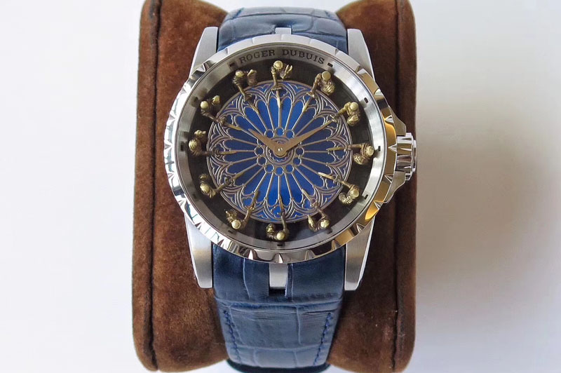 Roger Dubuis Excalibur Knights of the Round Table II RG Blue Checkerboard Dial MIYOTA 6T15