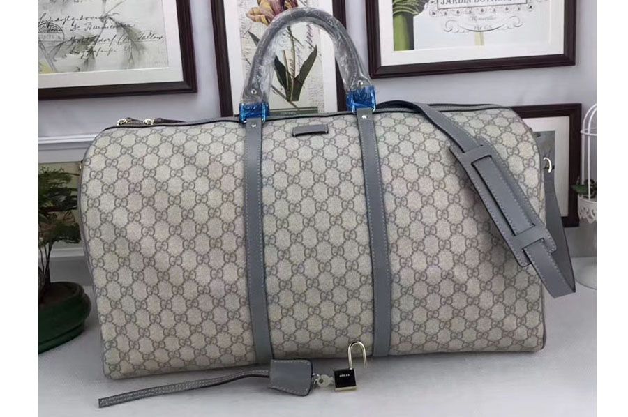 Gucci 206500 GG Fabric Large Carry On Duffel Bags Grey