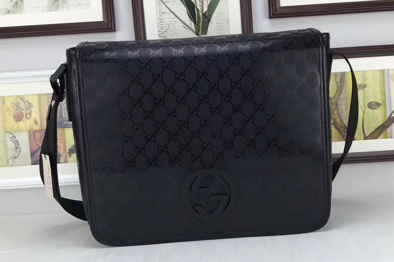 Gucci GG Fabric Large Messenger Bag 222291 Light Black