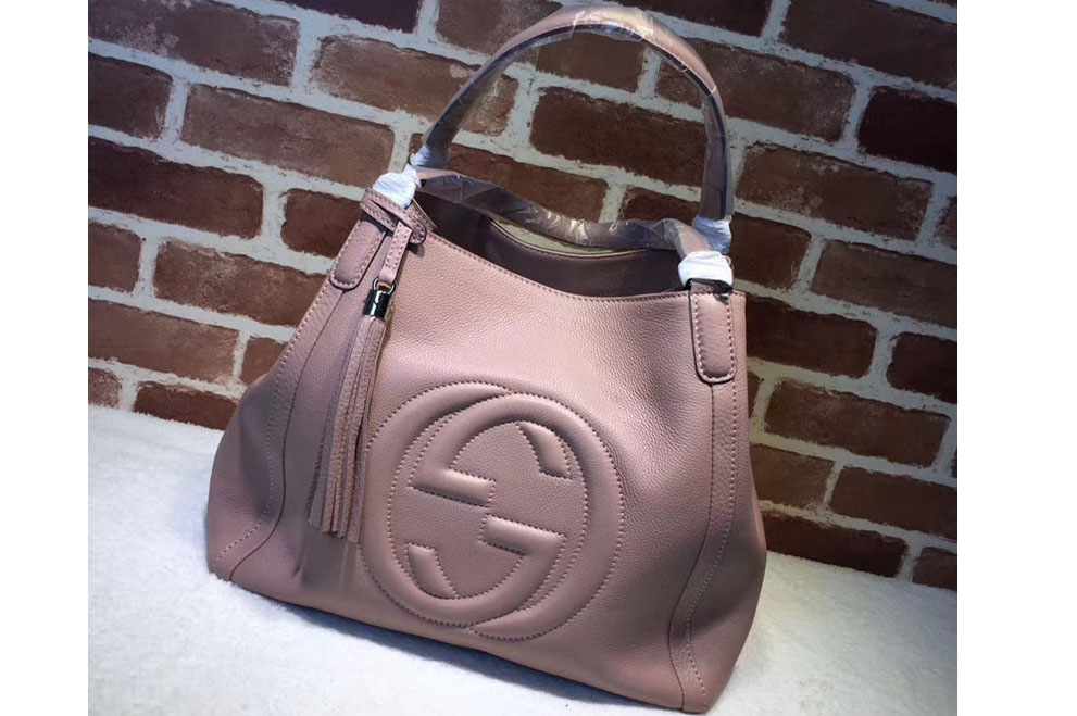 Gucci 282309 Medium Soho Shoulder Bag Calfskin Leather Pink