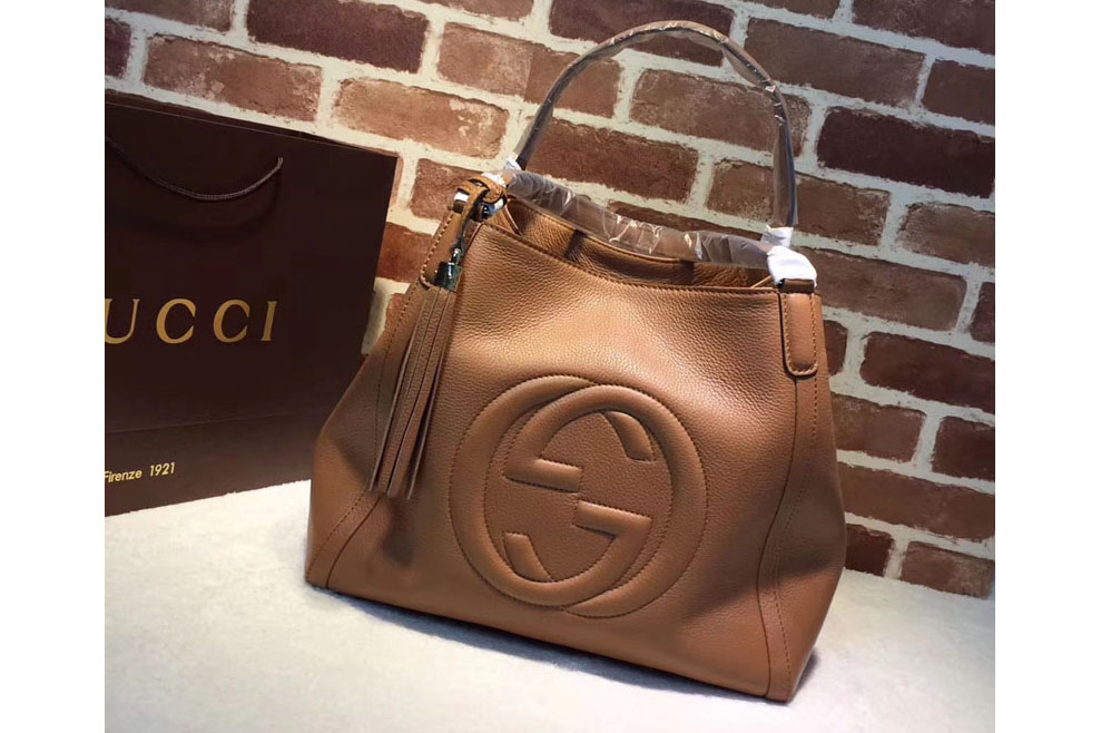 Gucci 282309 Medium Soho Shoulder Bag Calfskin Leather Brown
