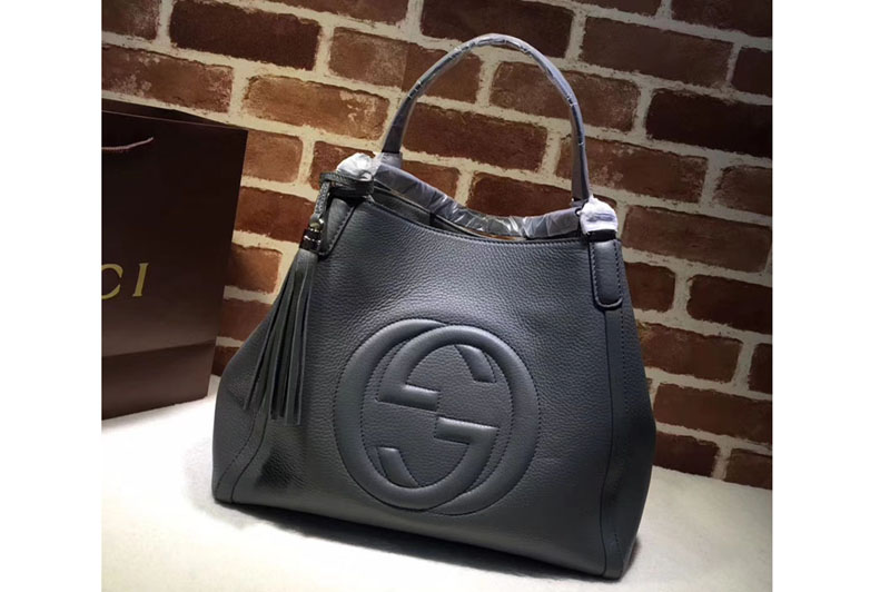 Gucci 282309 Medium Soho Shoulder Bag Calfskin Leather Grey
