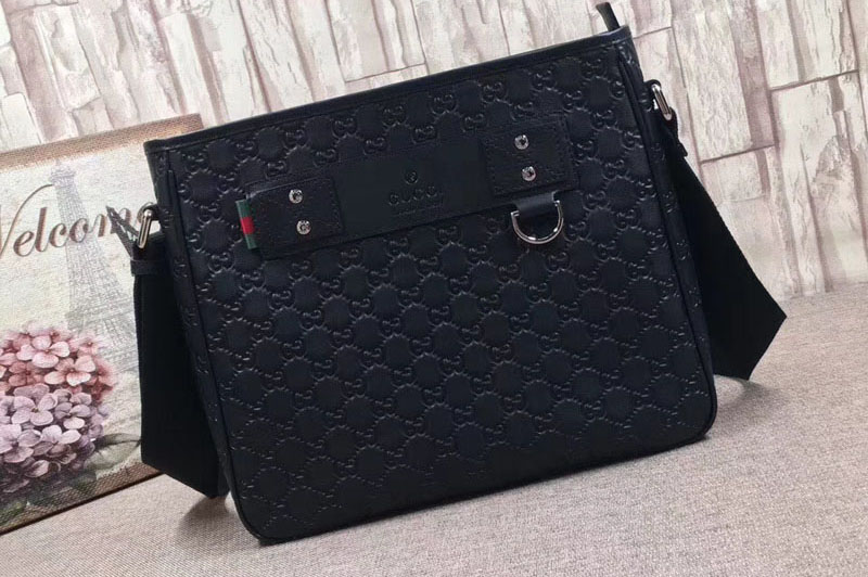 Gucci 322080 Message Bag Signature Leather Black