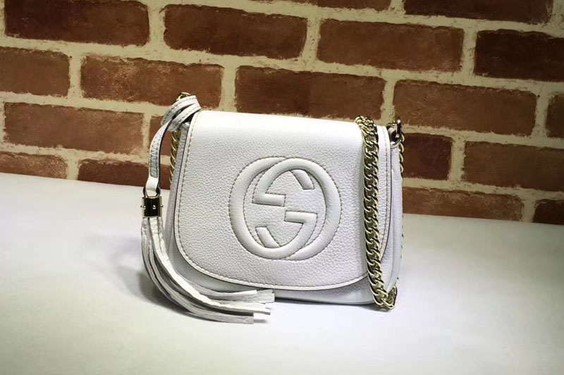 Gucci 323190 Soho Leather Chain Shoulder Bags White