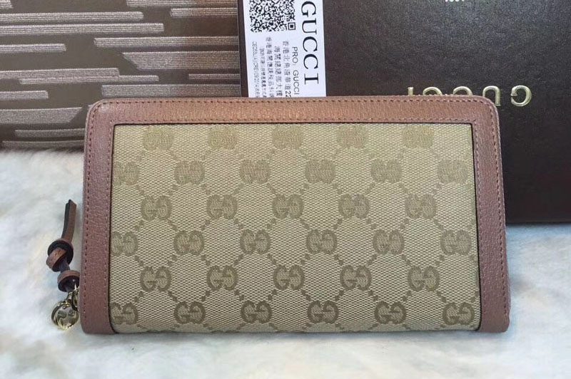 Gucci 323397 Bree Original GG Canvas Zip Around Wallet Pink