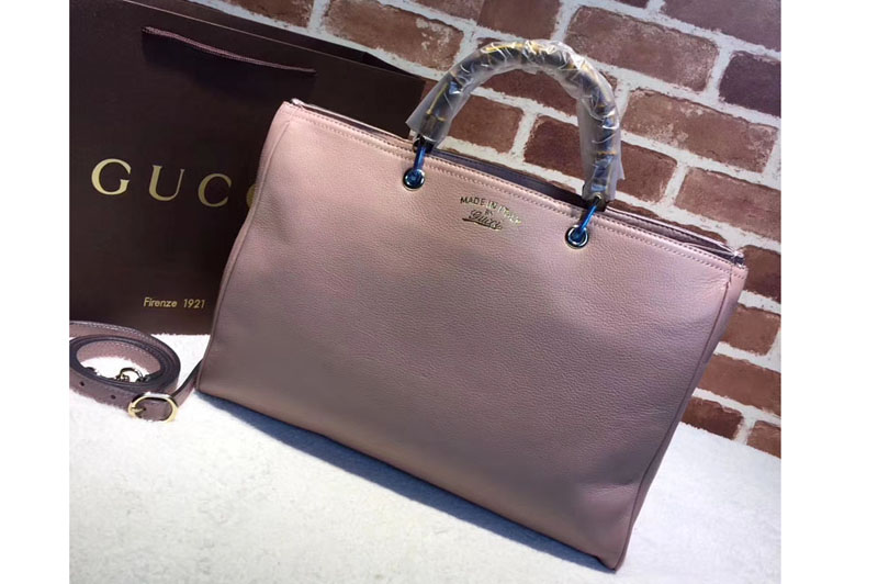 Gucci 323658 Bamboo Shopper Original Leather Tote Bag Pink