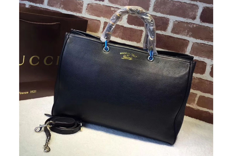 Gucci 323658 Bamboo Shopper Original Leather Tote Bag Black