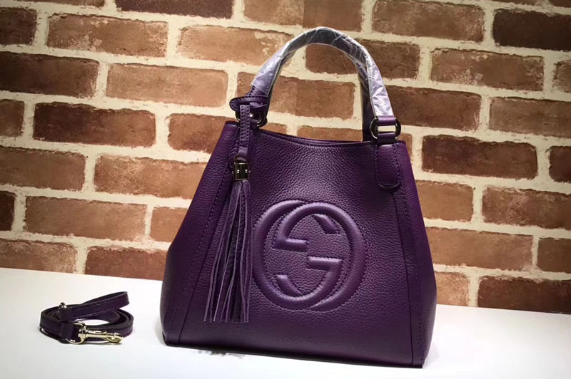 Gucci 336751 Soho Grainy Leather Shoulder Bags Purple