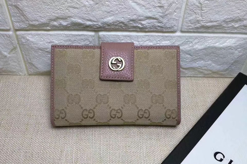 Gucci 337023 GG Canvas Wallet Pink