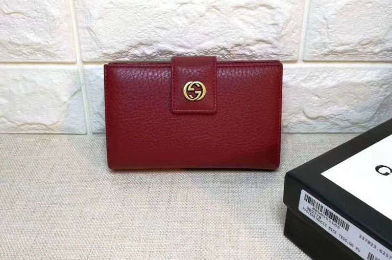Gucci 337023 Calfskin Leagther Wallet Red
