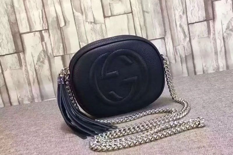 Gucci Soho Original Leather mini Chain Bag 353965 Black