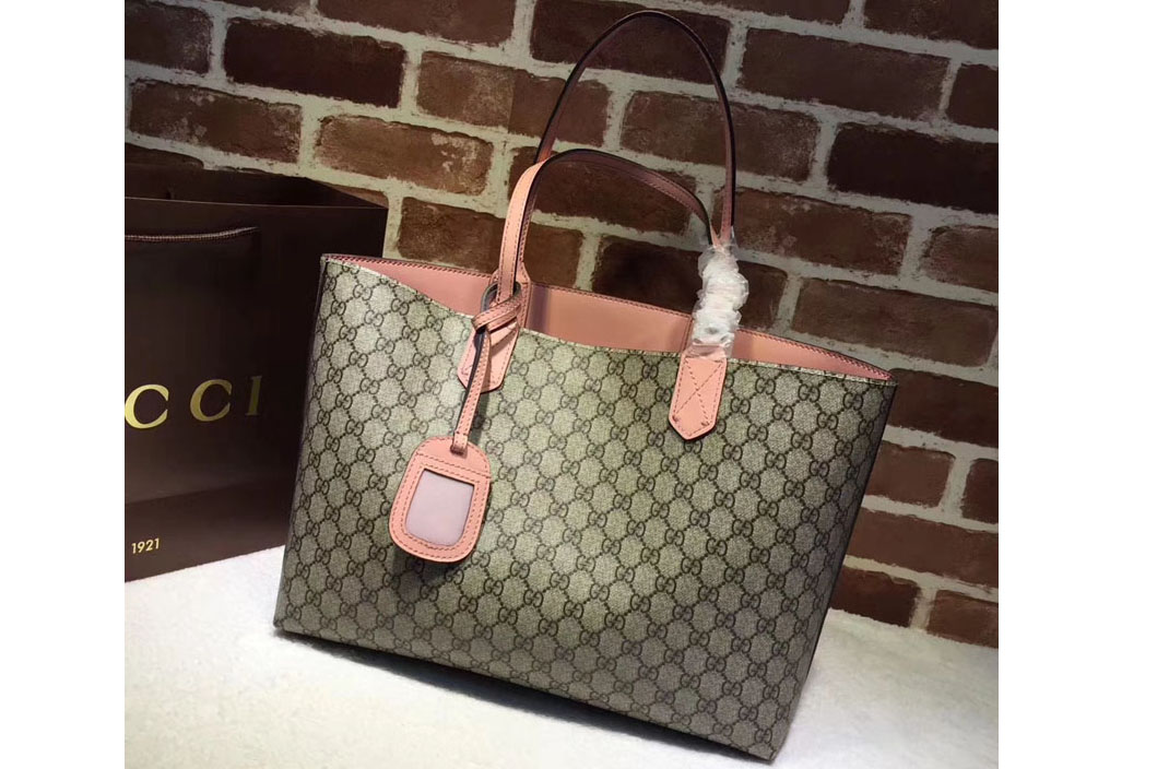 Gucci 368568 Reversible GG Leather Tote Bags Pink