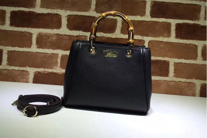 Gucci 368823 Bamboo Shopper mini Leather Top Handle Bags Black