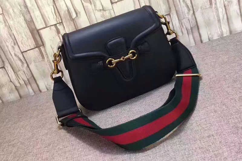Gucci 380573 Lady Web Leather Shoulder Bags Black