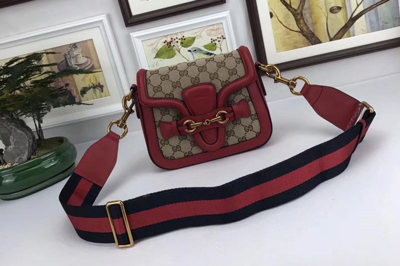 Gucci 384821 Lady Web Leather Shoulder Small Bags Red
