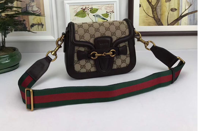 Gucci 384821 Lady Web Leather Shoulder Small Bags Black