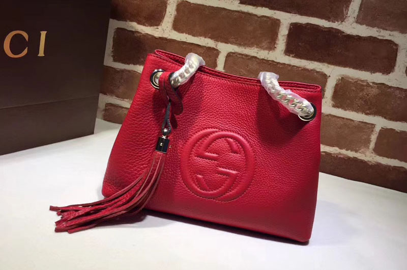 Gucci 387043 Soho Leather Chain Strap Shoulder Bag Red