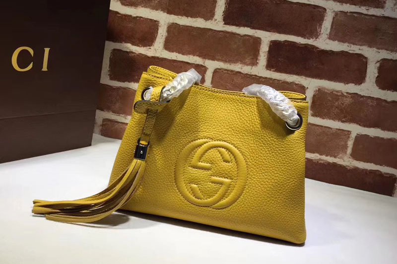 Gucci 387043 Soho Leather Chain Strap Shoulder Bag Lemon